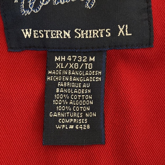 Wrangler Western Shirt. Red, White and Blue. Size XL - Picture 7 of 9